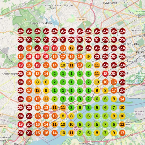 GeoGrid Day 1: contractor largely invisible across service area
