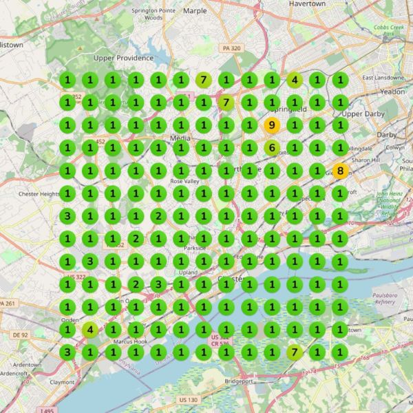 GeoGrid after 90 days: contractor ranking in top 3 across majority of service area